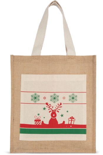 Jutebeutel mit Weihnachtsmotiven ki0732 - Natural