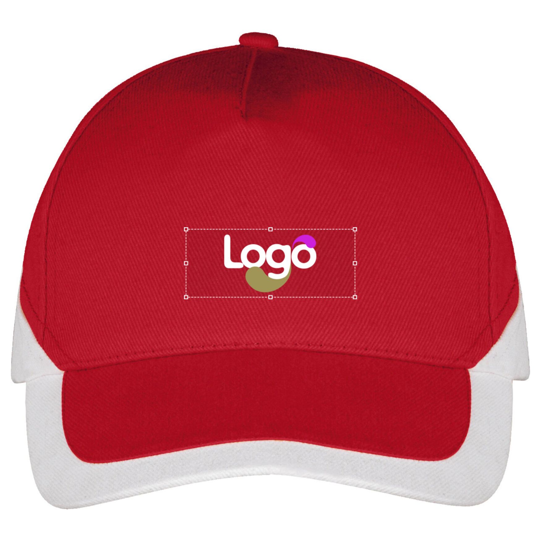 Caschetto Booster cotone ricamato visiera personalizzato 00595 - Rouge blanc