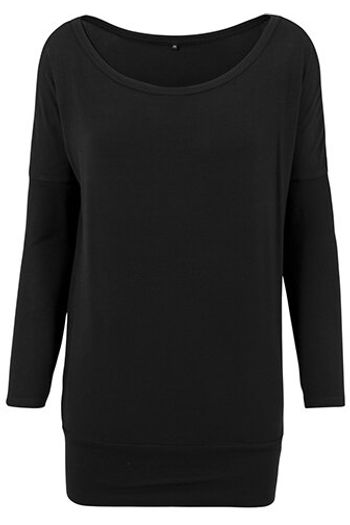 Camiseta larga de manga viscosa by041 - Black