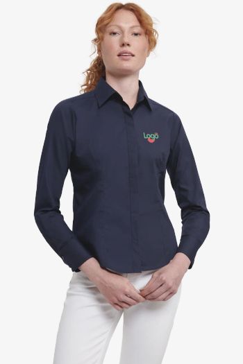 Image produit Chemise en Popeline Polyester Coton cintrée manches longues femme