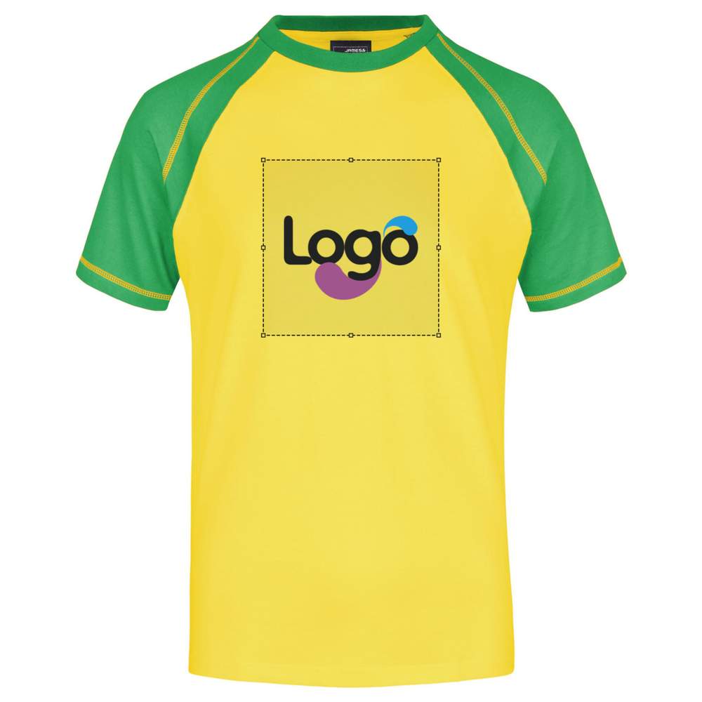 Camiseta de manga raglan para hombre de algodón jn010 personalización - Yellow frog