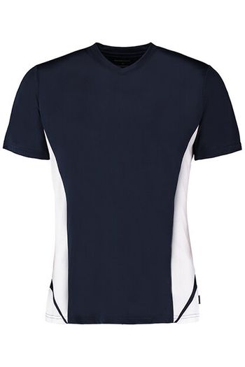 Men's regular fit team top v neck kk969 - Navy / White