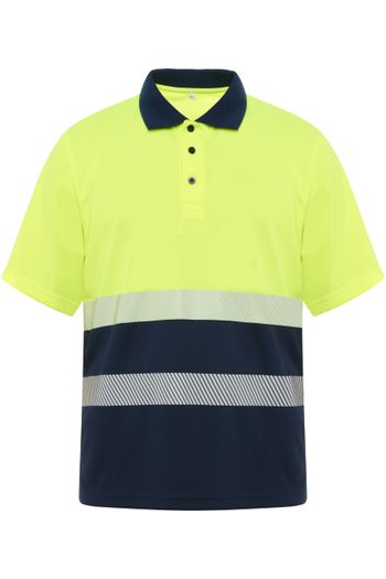 Vega Polo técnico poliéster hv9315 - Marine / Jaune fluo
