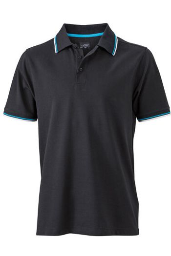 Herrars coldblack® Polo jn966 - Black / White / Turquoise