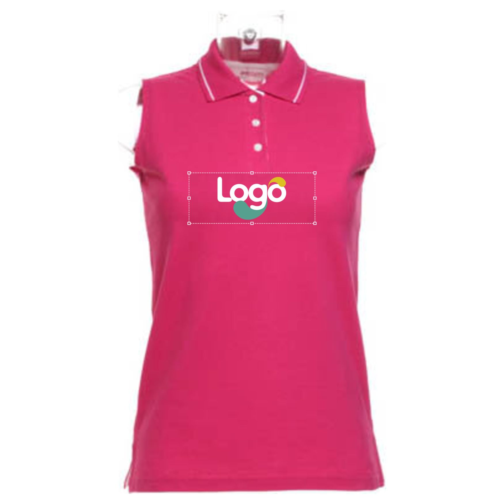 Camiseta polo deportiva sin mangas kk730 personalizable - Raspberry white
