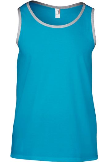 Volwassenen mode basis tank 986 - Caribbean blue / Heather grey