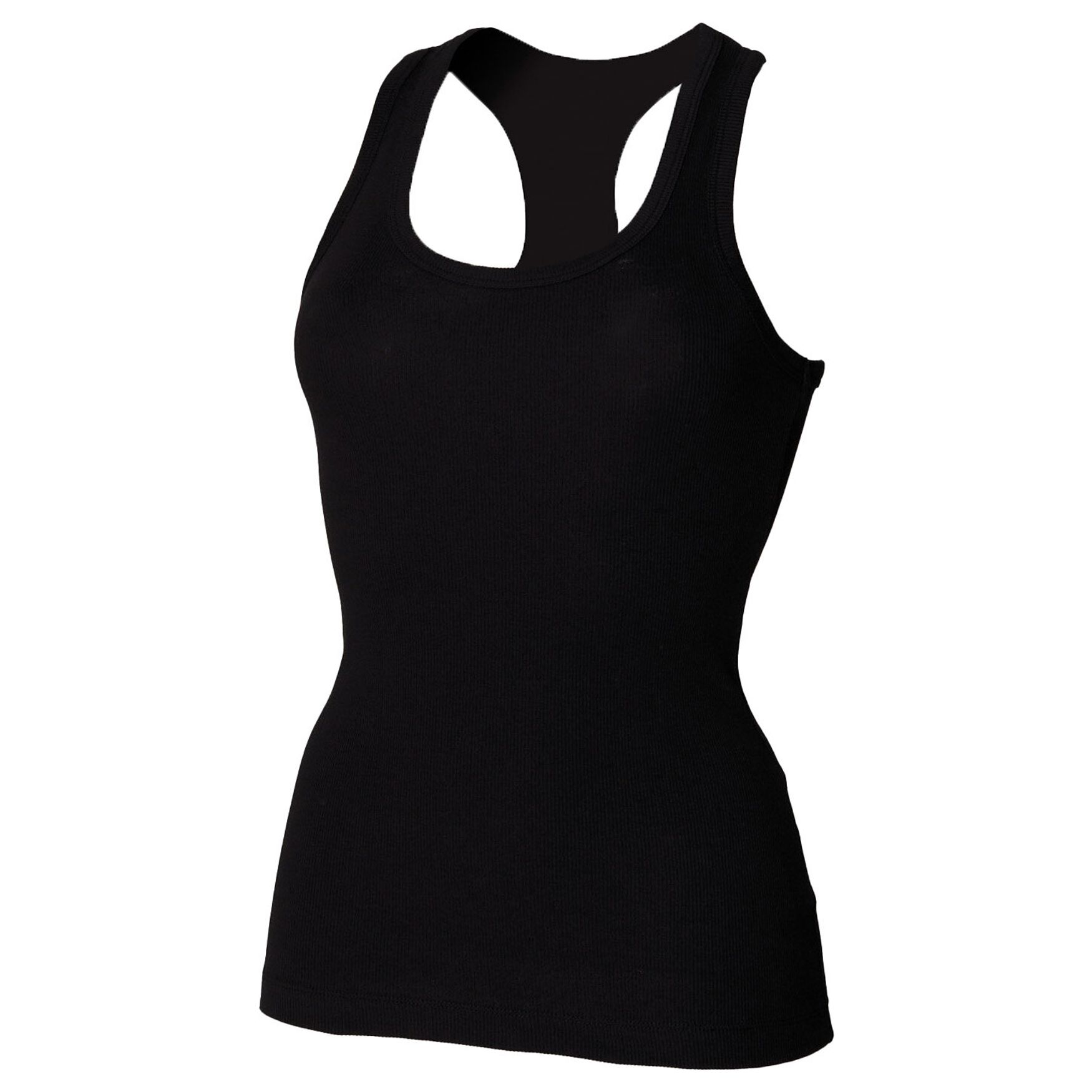 Débardeur femme dos nageur Coton Élasthanne sk150 - Black