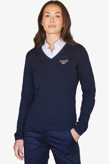 Image produit Ladies 12gg v neck Jumper V-hals pullover h721