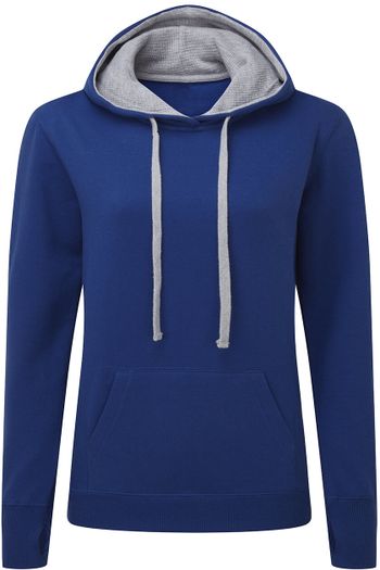 Contrast hoodie vrouwen sg24f - Royal / Light oxford