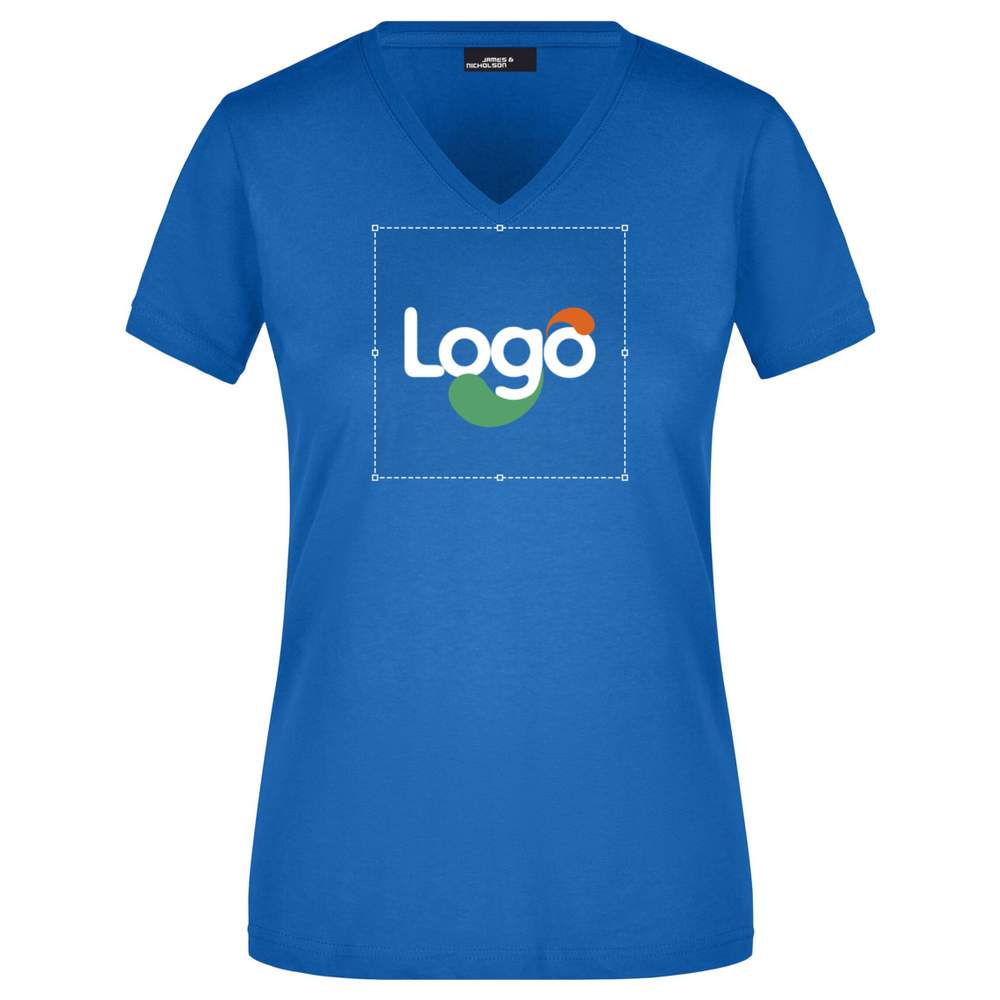 Ladies slim fit v-t T-shirt jn972 personalisatie - Cobalt