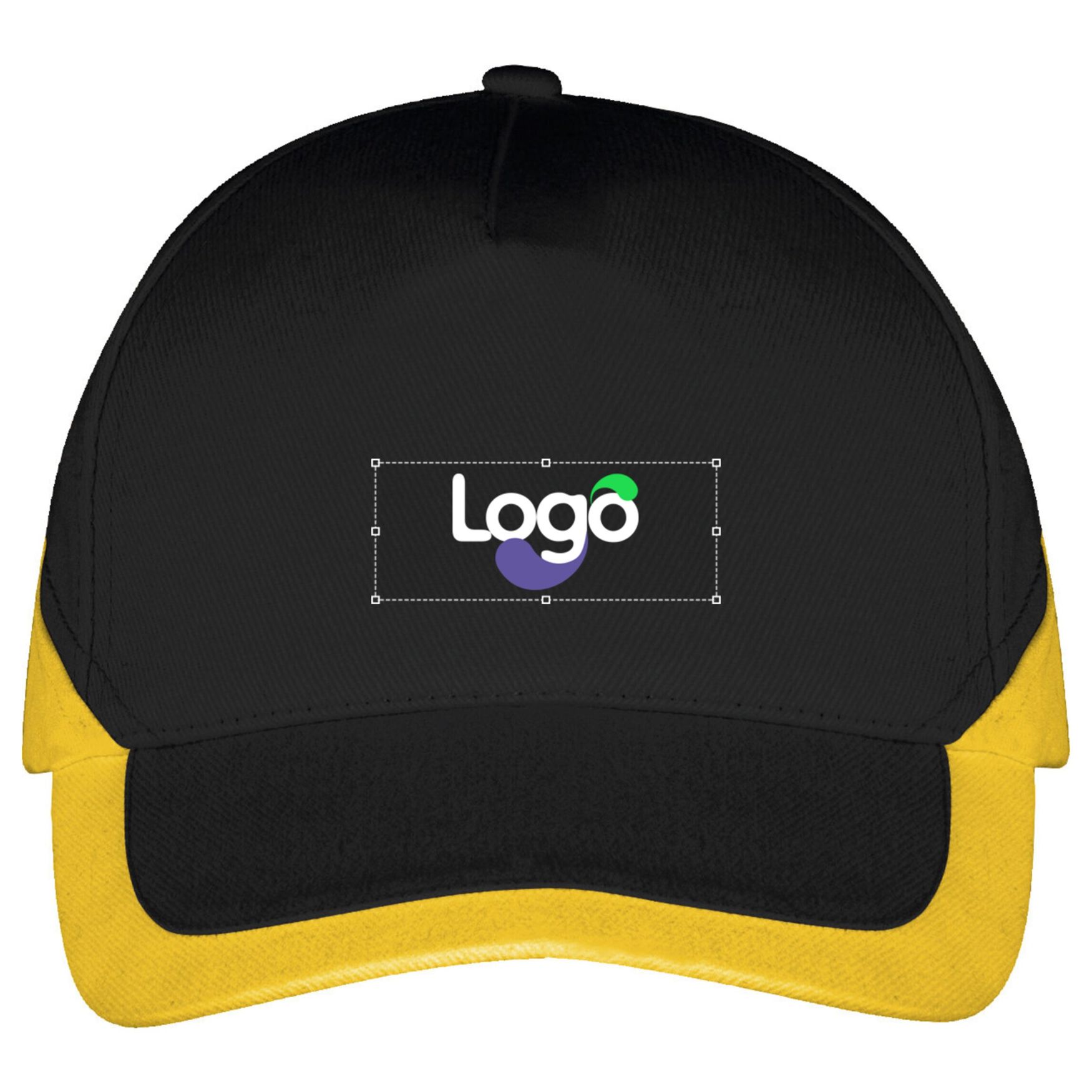 Caschetto Booster cotone ricamato visiera personalizzato 00595 - Noir jaune