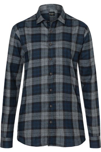 Ladies Checked Blouse Urban Style Camisa ka-bf8 - Navy