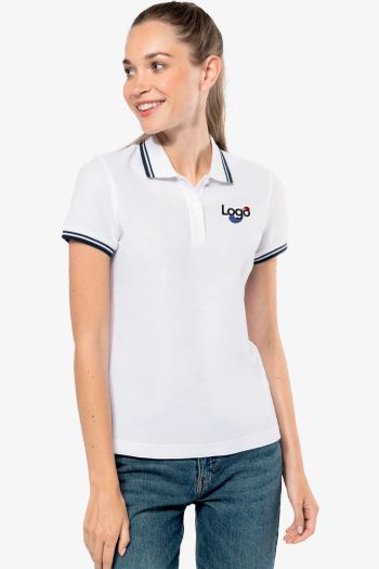 Image produit Polo Femme Manches Courtes à Liserés Contrastés Polo k273