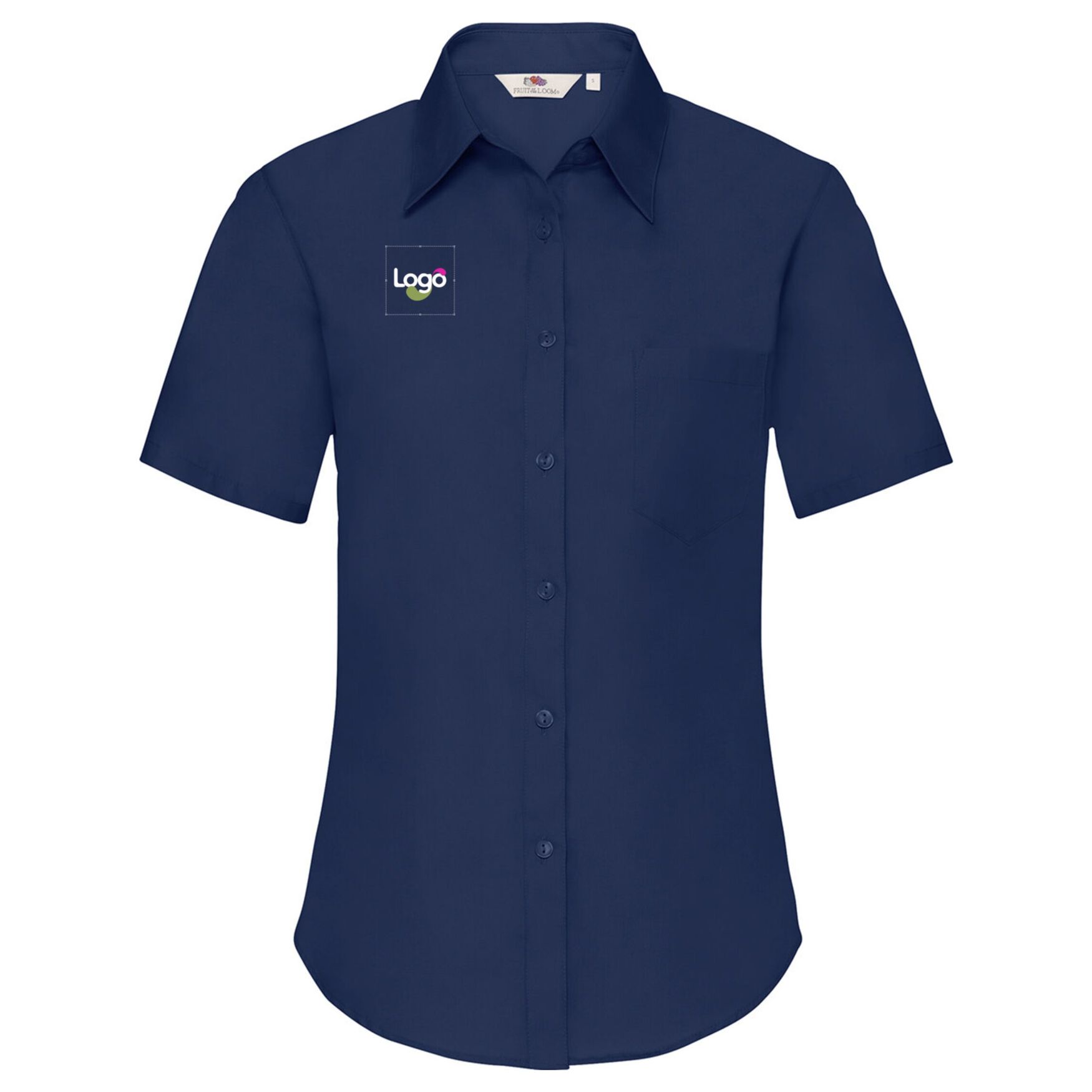 Kurzärmeliges Poplinhemd Lady-Fit 65-014-0 personalisierung - Marine
