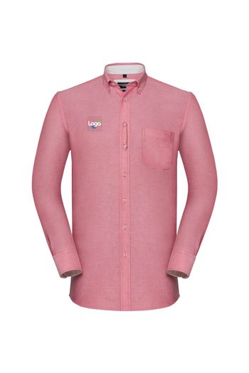 Men’s long sleeve tailored washed oxford r-920m-0 - Oxford red / Cream
