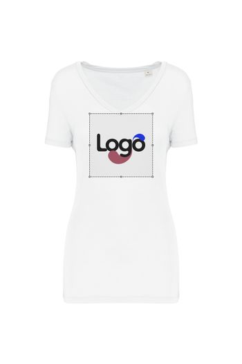 Koszulka z lyocellu tencel™ z kołnierzem V kns323 - White