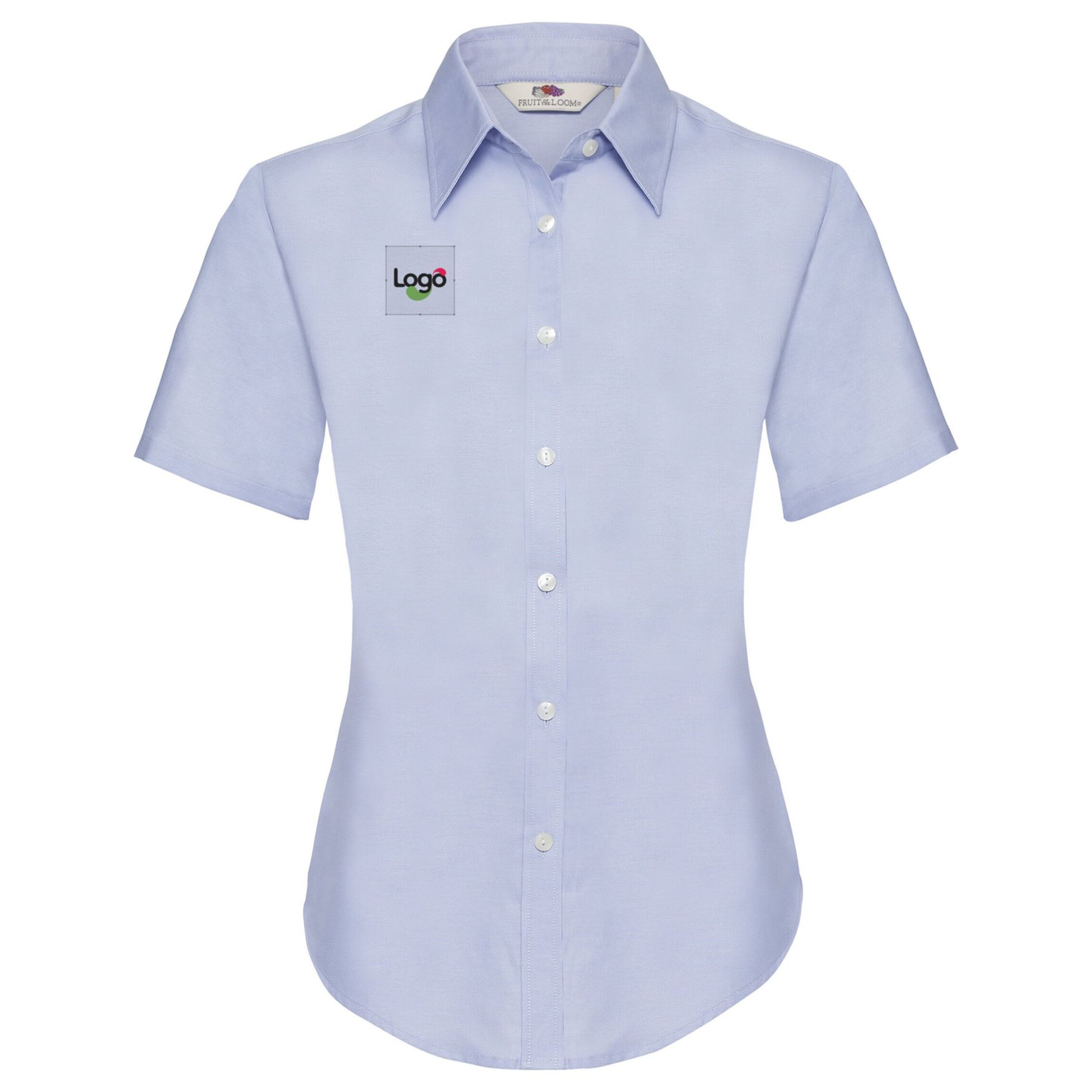 Camisa de manga corta Oxford lady-fit 65-000-0 personalizada - Bleu oxford