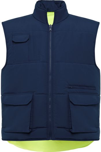 Persei Omkeerbare polyester jas hv9313 - Marine / Jaune fluo
