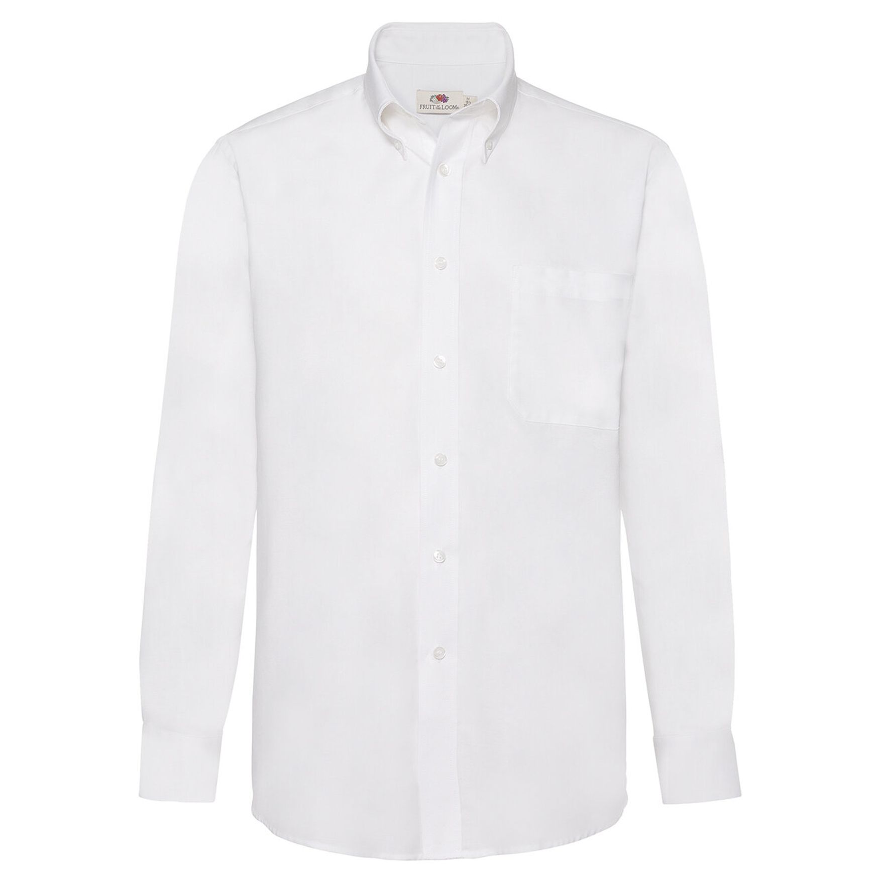 Männer langärmeliges Oxford-Hemd Klassisches Baumwoll-Polyester-Hemd 65-114-0 - Blanc