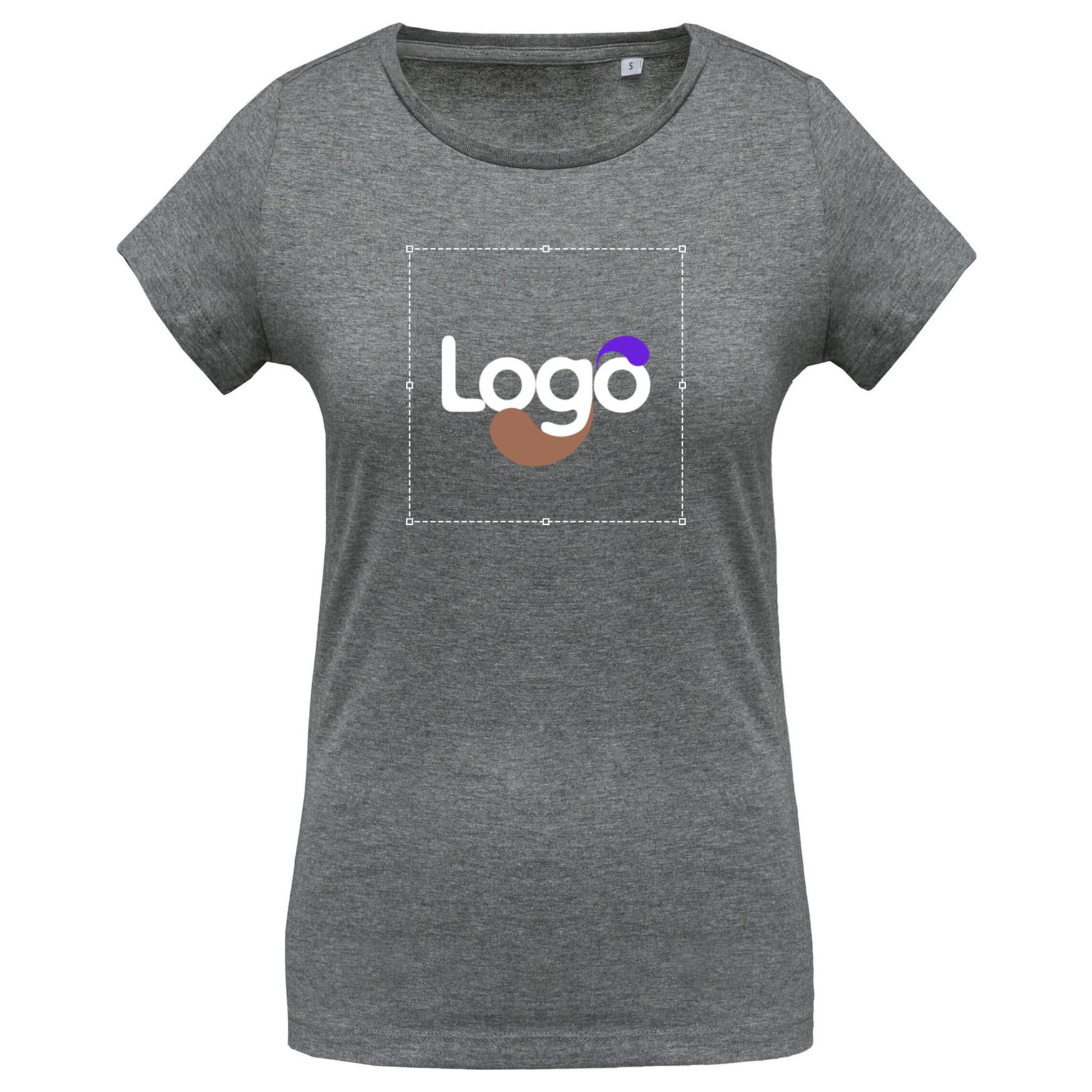 Camiseta de algodón bio de cuello redondo para mujer personalización k391 - Grey heather