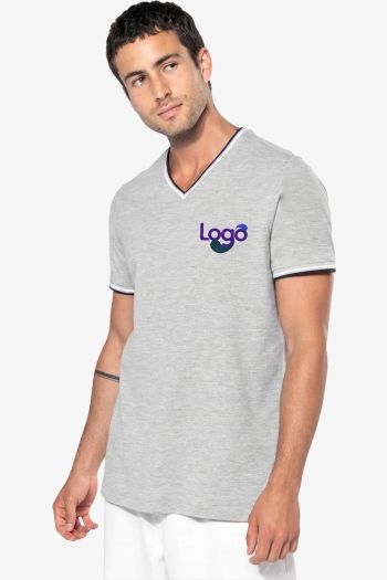 Image produit T-shirt stickat med V-hals man k374