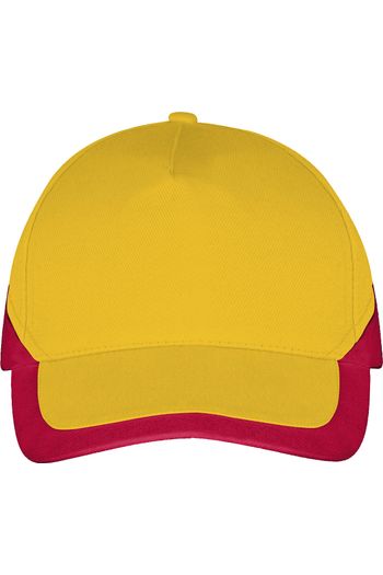 Cappello Booster in cotone ricamato con visiera - Jaune / Rouge