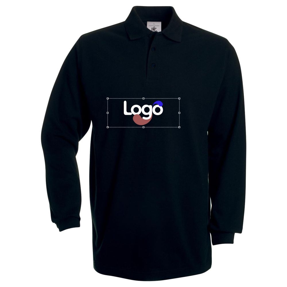 Heavymill lange mouwen polo pu423 personalisatie - Black