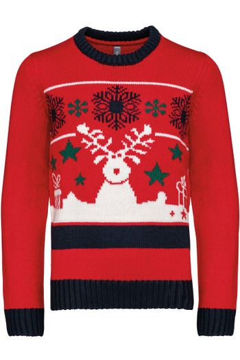 Weihnachts-Rundhals-Pullover für Kinder k9012 - Cherry red