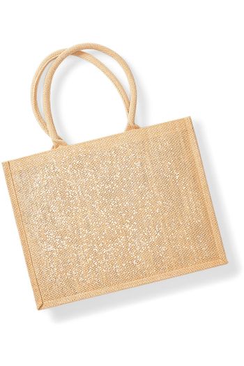 Shimmer Juteshoppertasche w437 - Natural gold