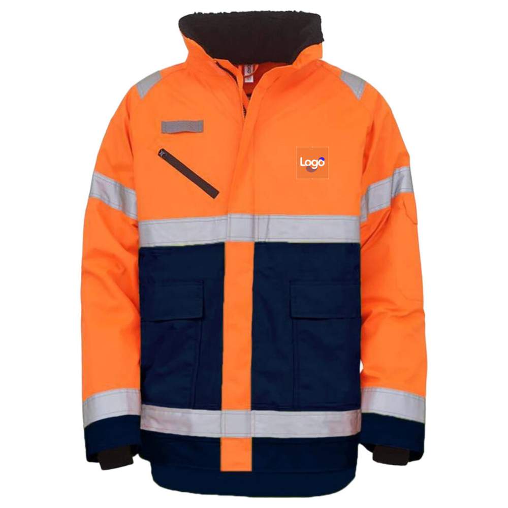 Giacca ad alta visibilità fontaine storm Abbigliamento in poliestere impermeabile con il tuo logo hvp309 - Hi vis orange navy