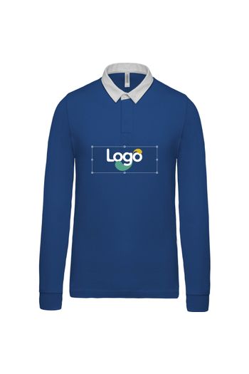 Polo de rugby infantil k214 - Light royal blue / White