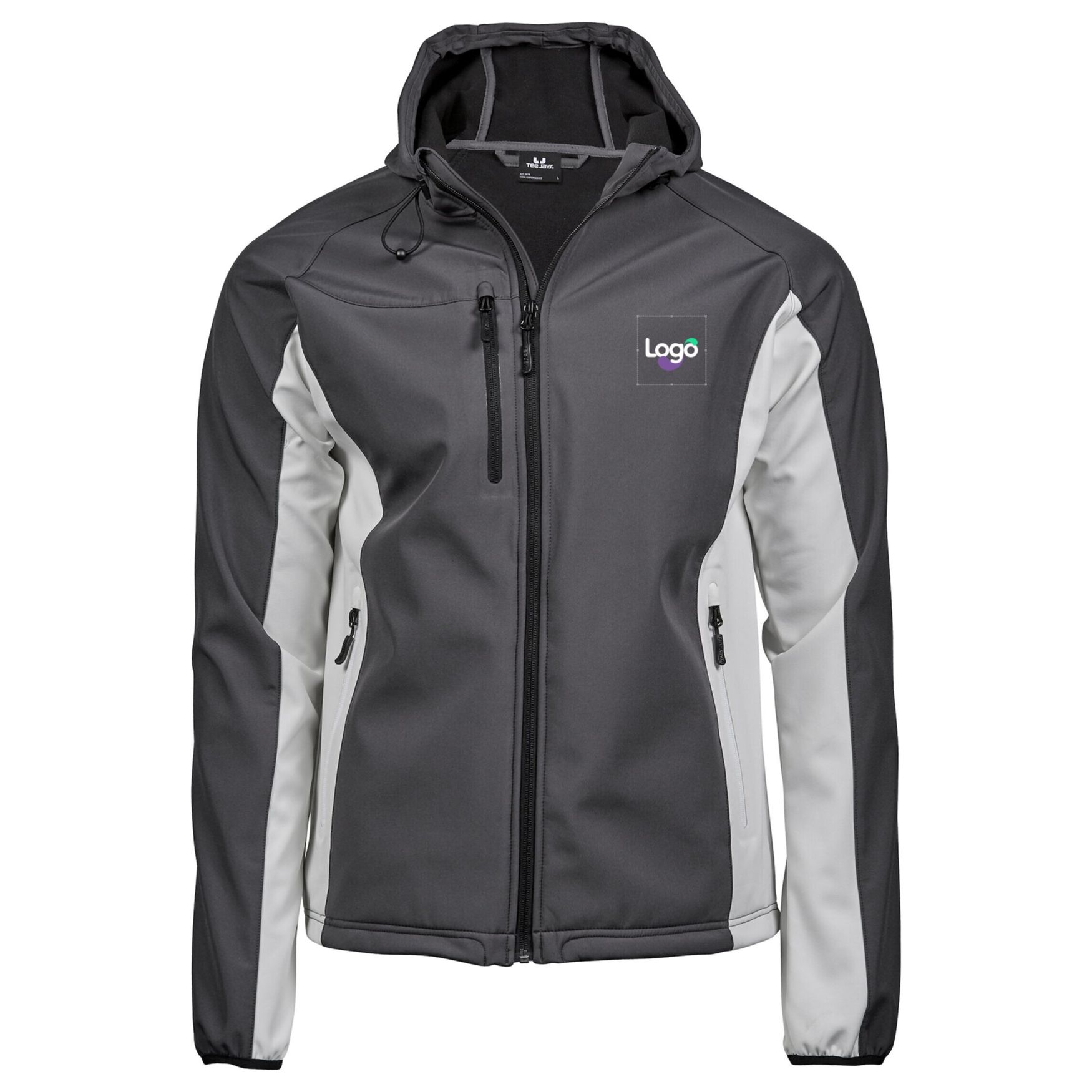 Hooded fashion softshell jasje 9514 personalisatie - Dark grey off white