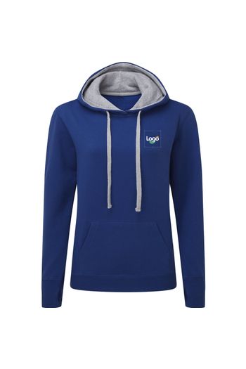 Contrast hoodie vrouwen sg24f - Royal / Light oxford