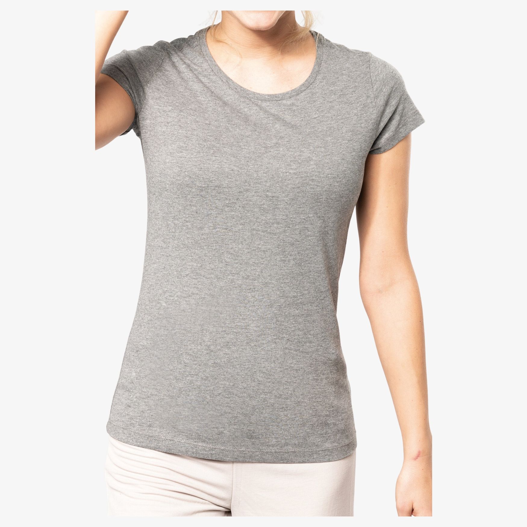 Bio cotton round neck women's t-shirt customization k391