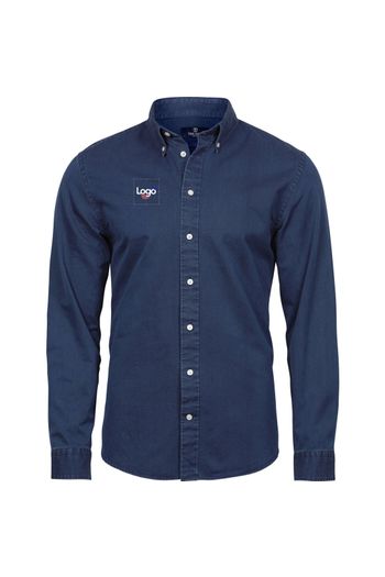 Casual twill shirt Aangepaste 4002 - Indigo