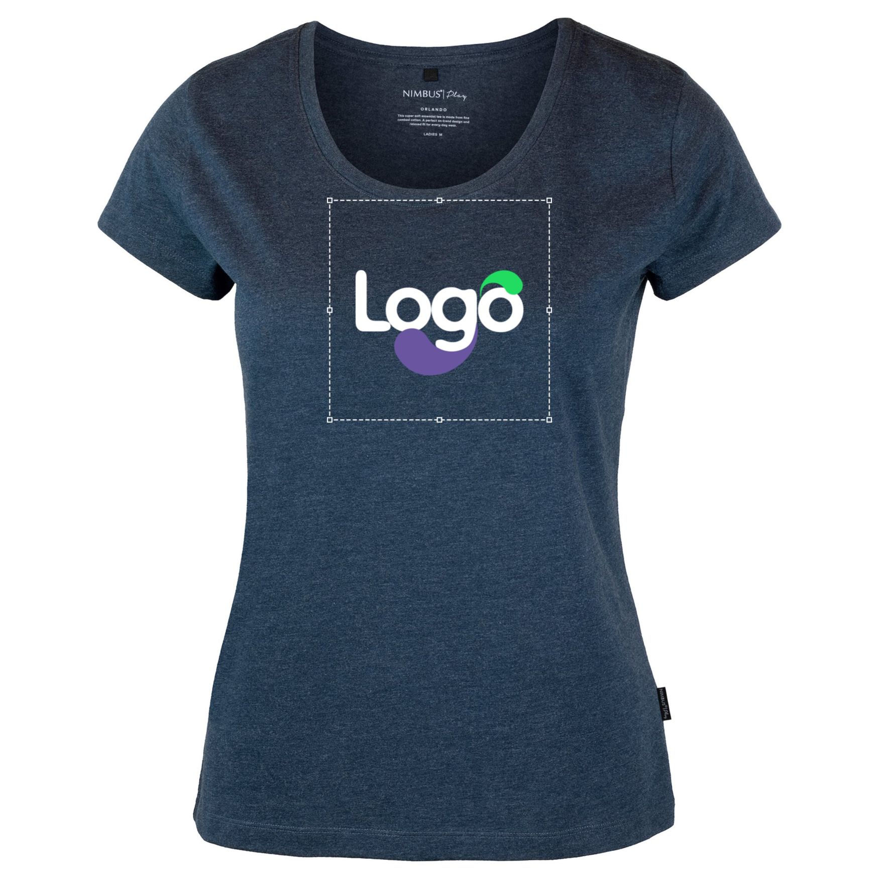 Orlando kvinders Tee shirt basisk coton personalisering orla-l - Navy melange