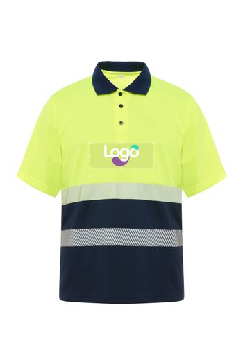 Vega Polo técnico poliéster hv9315 - Marine / Jaune fluo