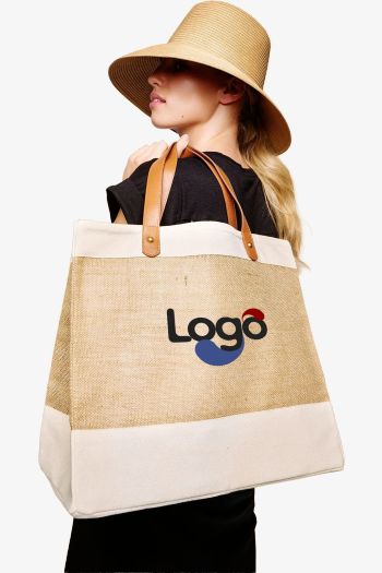 Image produit Tote bag en jute Adley avec simili cuir