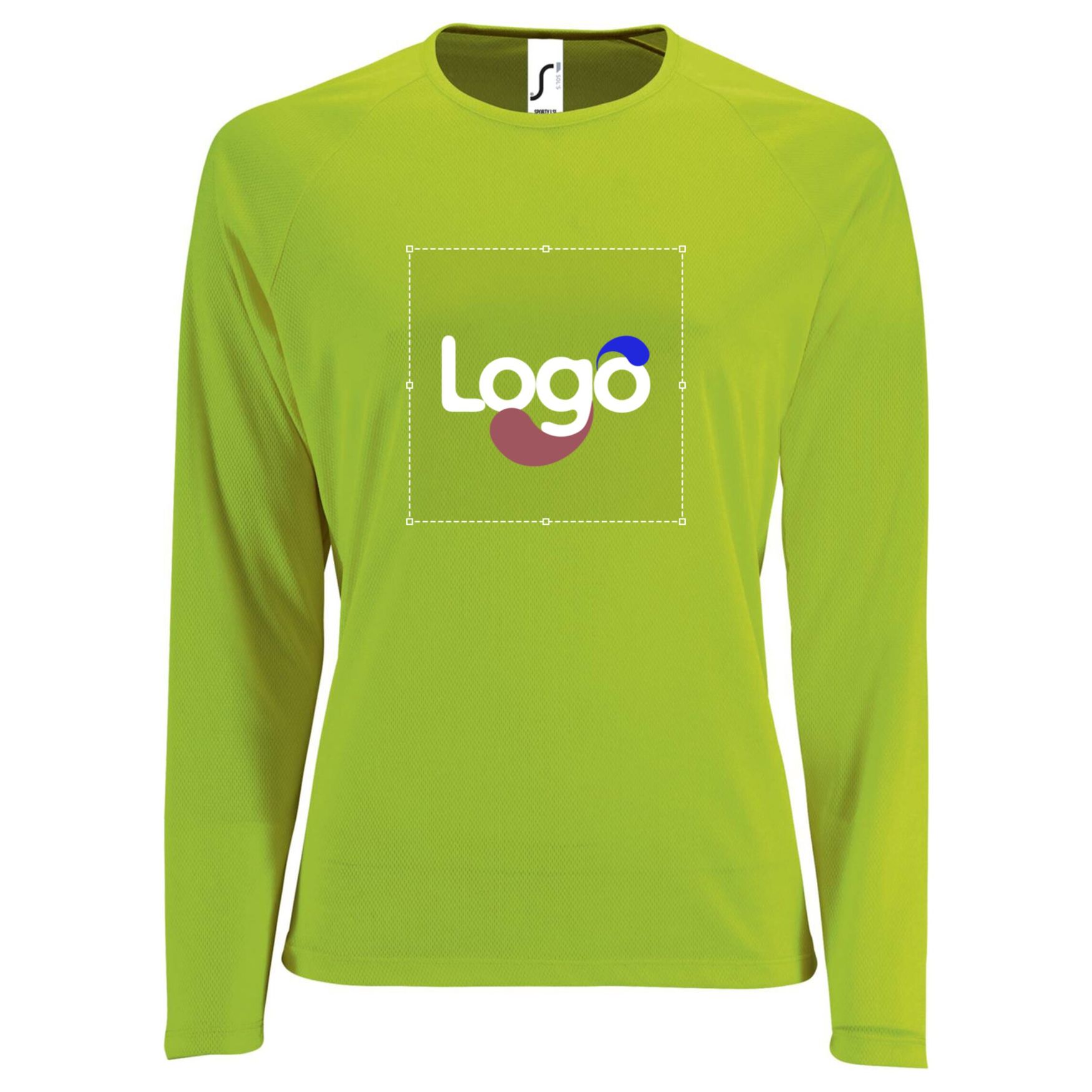 Sporty lsl women camiseta de poliéster respirante 02072 personalización - Vert fluo