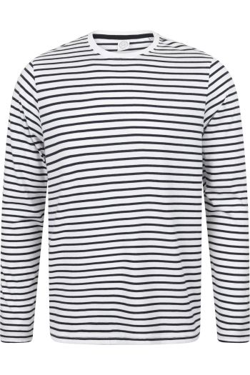 Unisex long sleeved striped tee-shirt sf204 - White / Oxford navy