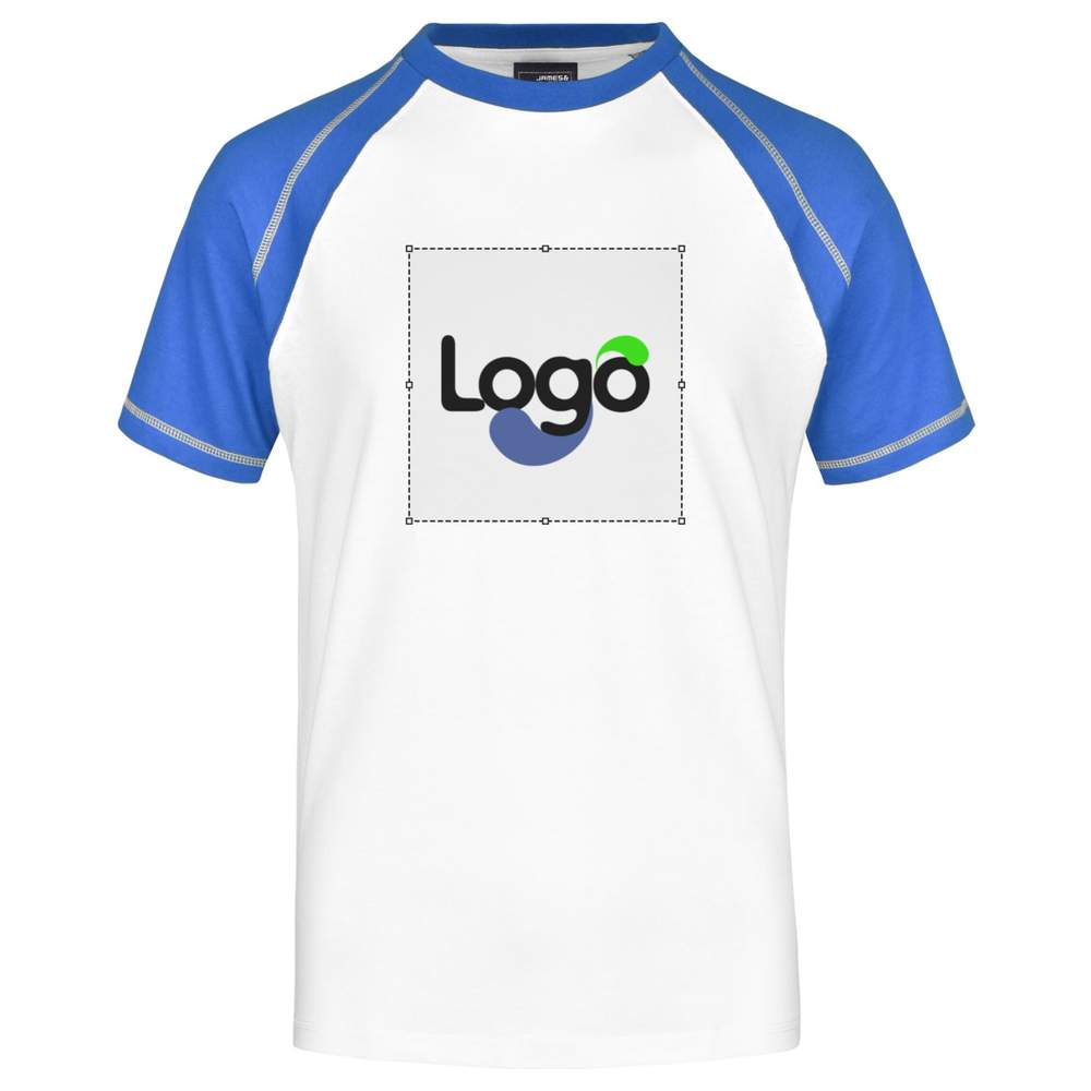 Camiseta de manga raglan para hombre de algodón jn010 personalización - White royal
