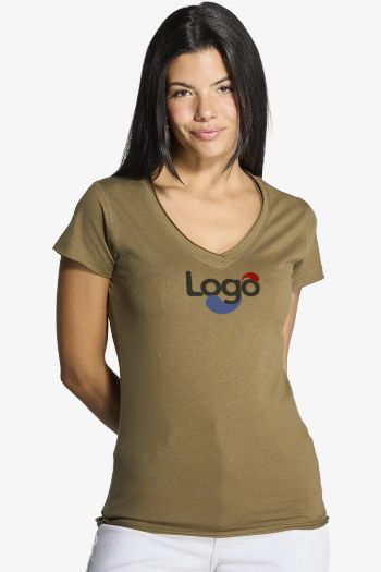 Image produit Camiseta Sicilia cuello en V de algodón para mujer tsulscl