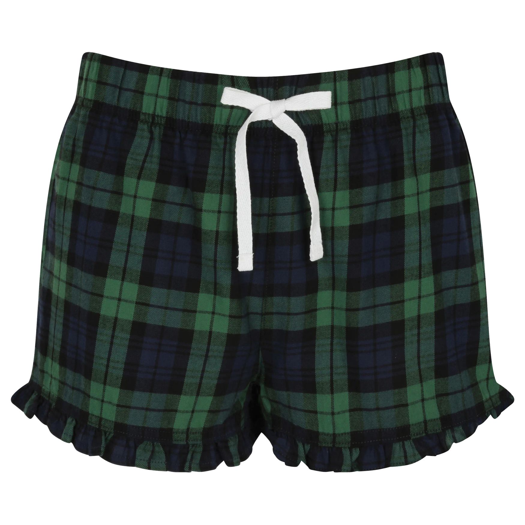Women's tartan frill lounge shorts sk082 - Navy green check