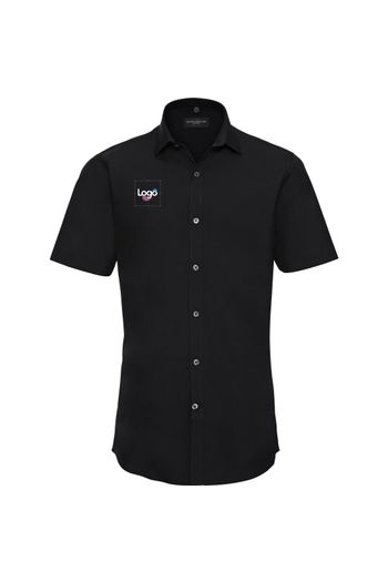 Męskie krótkie rękawy dopasowane koszula ultimate stretch r-961m-0 - Black
