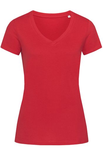 Janet Organic v neck tee-shirt med V-ringning st9310 - Pepper red