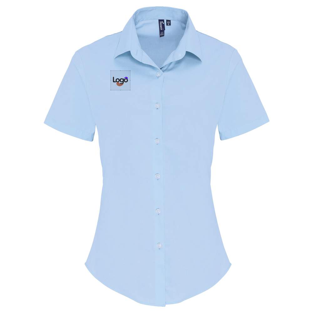 Koszula poepline stretch z bawełny pr346 personalizacja - Pale blue