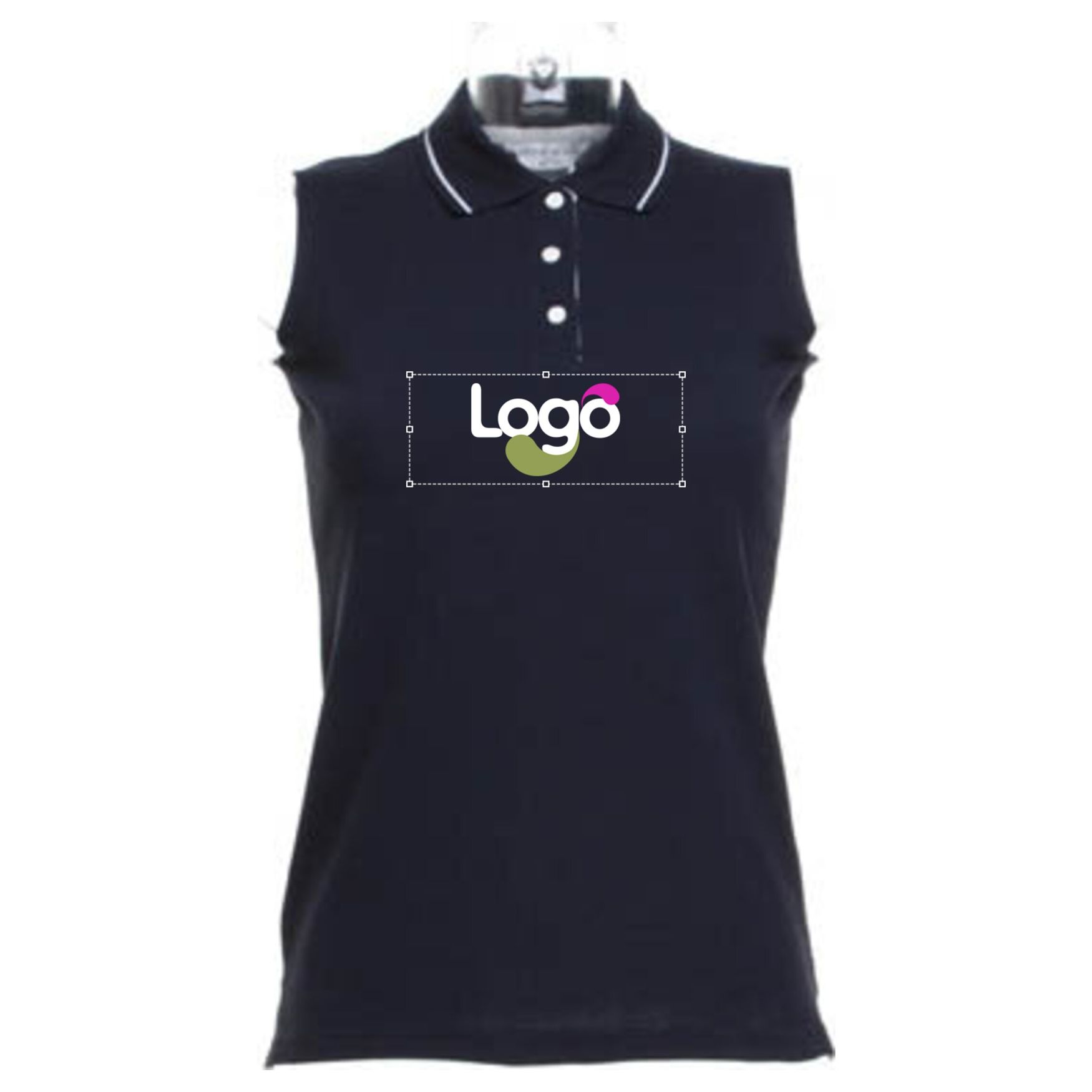 Camiseta polo deportiva sin mangas kk730 personalizable - Navy white