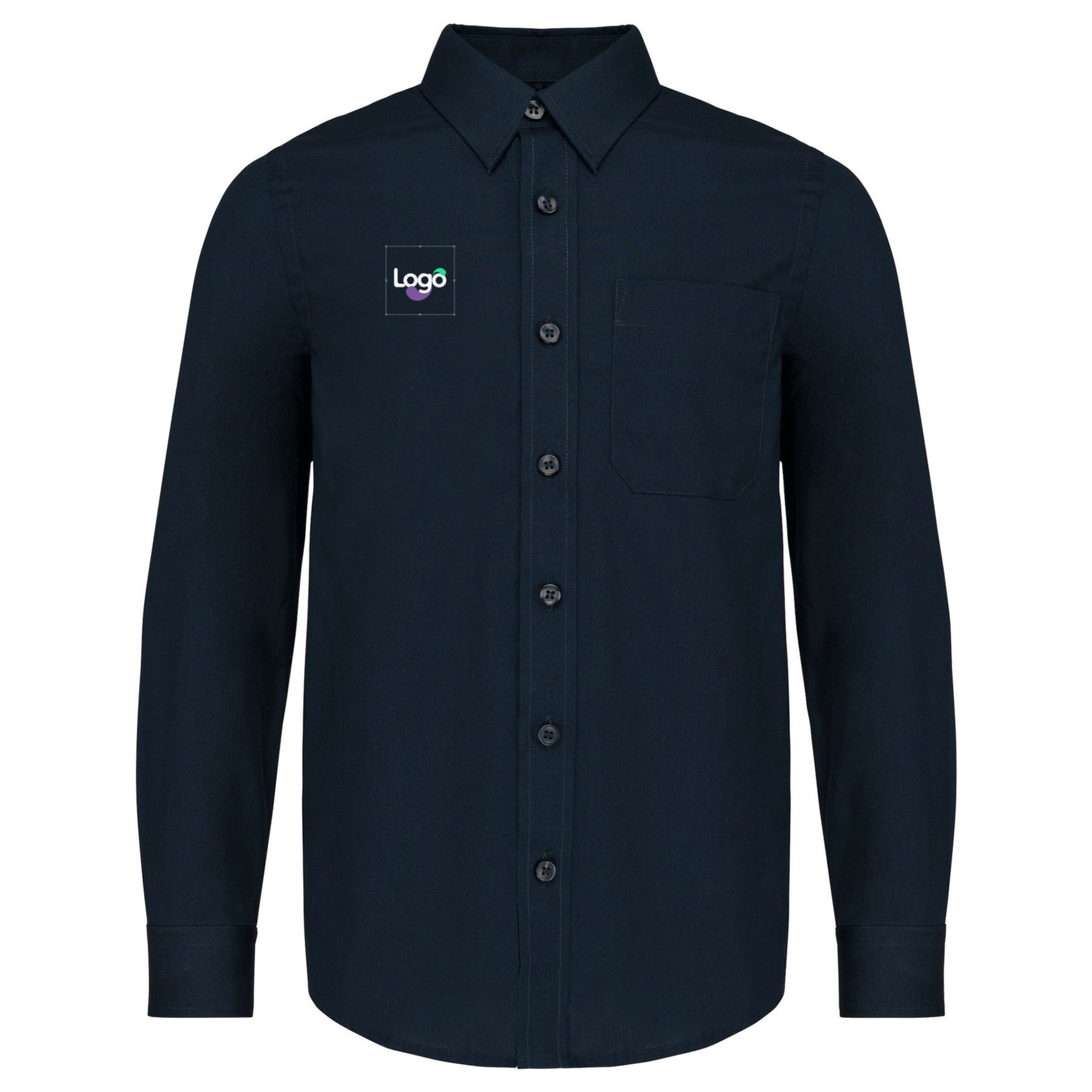 Long sleeve poplin shirt for children k521 customization - Navy