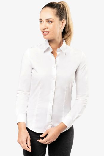 Image produit Camisa manga comprida de algodão e elastano mulher k530