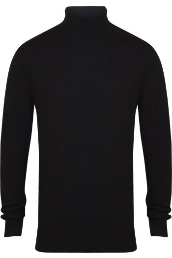 Men s roll neck Jumper Camisola de gola alta h727 - Black